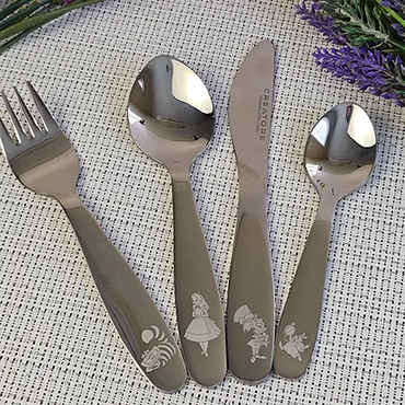  Alice in the Wonderland Personalized Children cutlery set engraved with CUSTOM Name and Cartoon