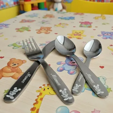 MICKEY Personalized  Children cutlery set engraved with CUSTOM Name and Cartoon 