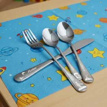 LITTLE PRINCE Personalized  Children cutlery set engraved with CUSTOM Name and Cartoon  