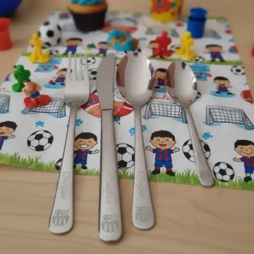 REAL MADRID Personalized  Children cutlery set engraved with CUSTOM Name and Cartoon 