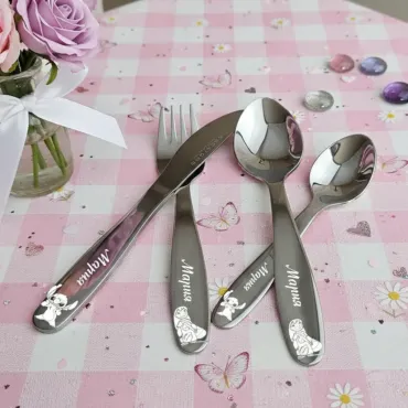 Lilo and Stich Personalized  Children cutlery set engraved with CUSTOM Name and Cartoon  