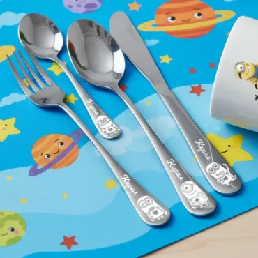 Minions Personalized  Children cutlery set engraved with CUSTOM Name and Cartoon 